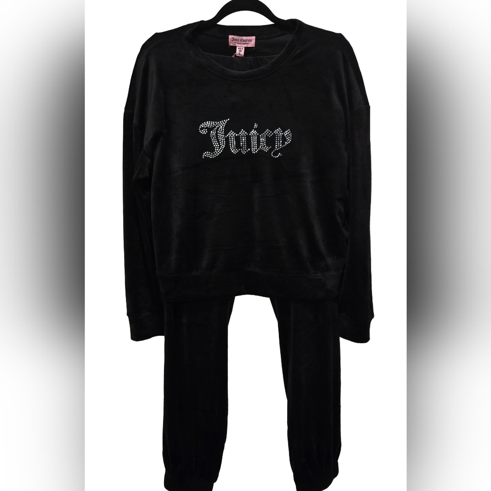 Juicy Couture Black Velour Bling Jogger Set